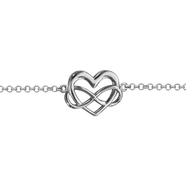 Bracelet  Argent 925 Coeur et Infini Entremêlé