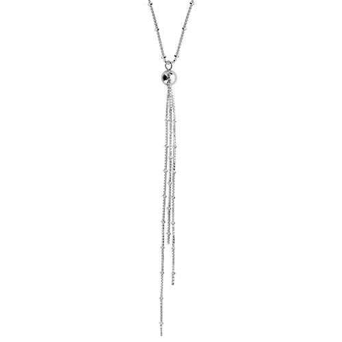 Collier Argent 925 Pendentif Triple Chaines Vénitienne Longues Boules