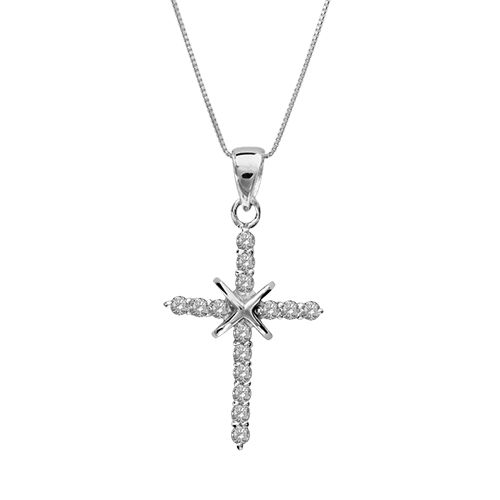 Collier Argent 925 et Zirconium Croix Fine