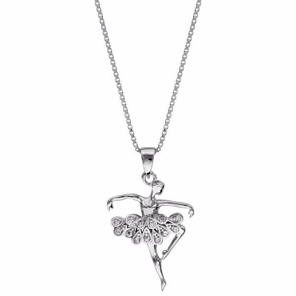 Collier Argent 925 Pendentif Danseuse avec Zirconium Sertis