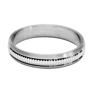 Bague Alliance Argent 925 Brossée Diamantée 4 mm