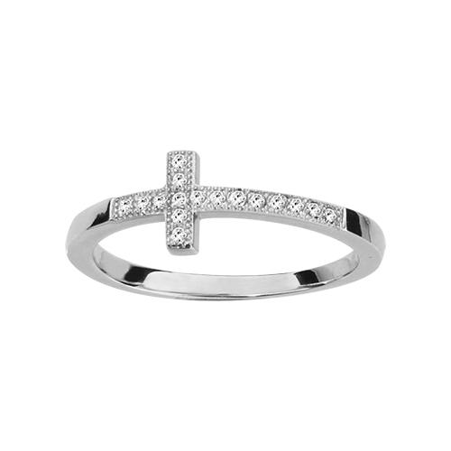 Bague Argent 925 et Zirconium Micro Sertis Croix