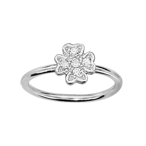 Bague de Phalange Argent 925 et Zirconium Sertis Trèfle