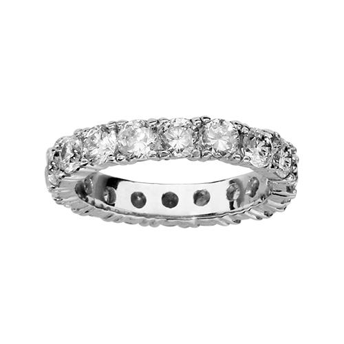 Bague Argent 925 Alliance Américaine Zirconium Blanc Sertis