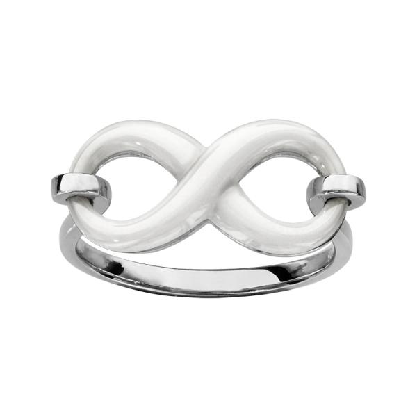 Bague Argent 925 Motif Infini Céramique Blanche