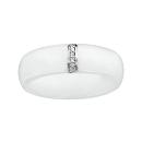 Bague Argent 925 Anneau Céramique Blanc Barette Zirconium Micro Sertis