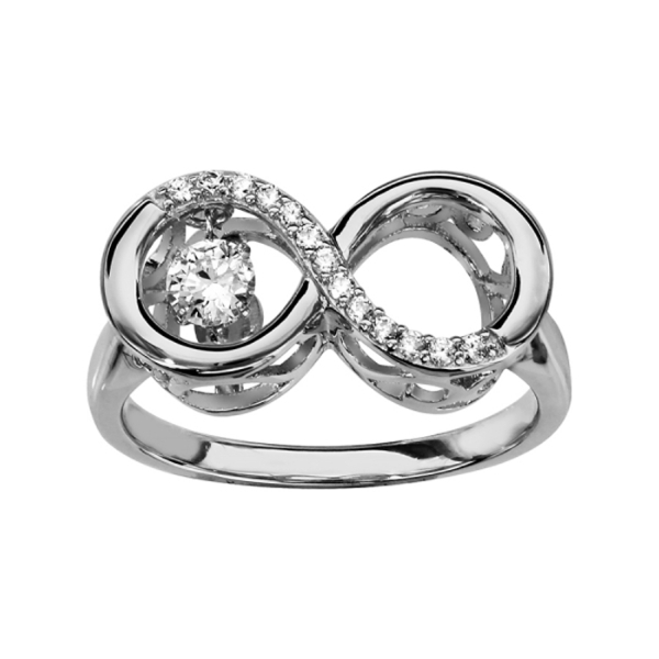 Bague Argent 925 Infini "Dancing Stone" Zirconium Tournant