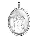 Pendentif Argent 925 Cassolette Ovale Saint Christophe