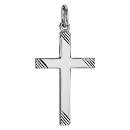 Pendentif Argent 925 Croix Grand Modele Strié 27 mm