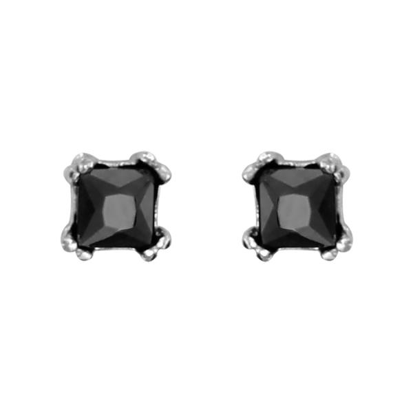 Boucles d'oreilles Acier 316 L Enfant Zirconium Noir 4 Griffes 3 mm