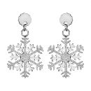 Boucles d'oreilles Acier 316 L Flocon de Neige Effet Givre et Brillant