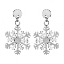 Boucles d'oreilles Acier 316 L Flocon de Neige Effet Givre et Brillant