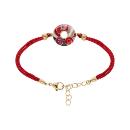 Bracelet Acier 316 L Doré Anneau Résine Rouge Cordon Rouge