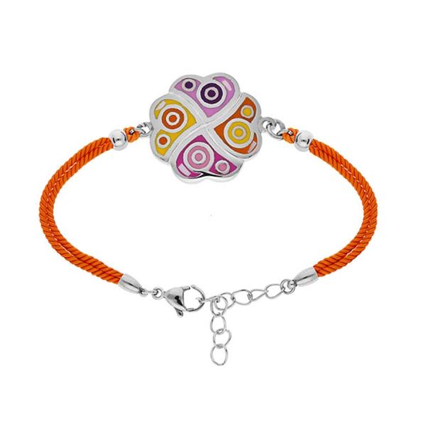 Bracelet Acier 316 L Trèfle Résine Multicolore avec Nacre