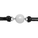 Bracelet Acier 316 L et Cordon Coton Boule Céramique Blanche