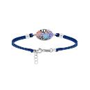 Bracelet Acier 316 L Visage Multicolore avec Nacre Cordon Bleu Marine 16+3 cm