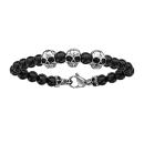 Bracelet Acier 316 L Perles de Lave Brillantes Têtes de Mort 