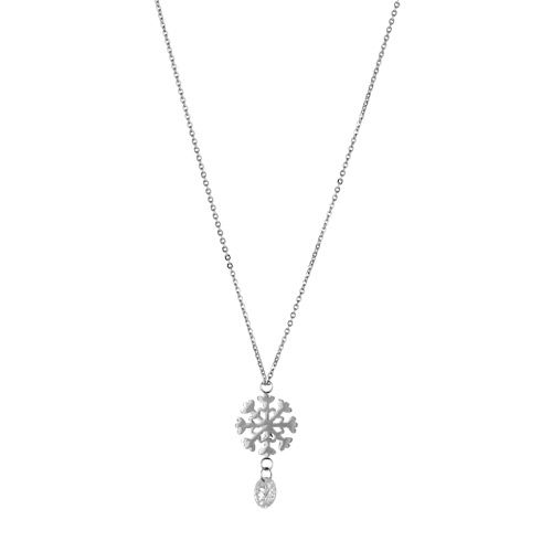 Collier Acier 316 L Pendentif Flocon de Neige et Zirconium