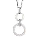 Collier Acier 316 L Pendentif Double Anneaux Céramique Blanche