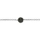 Chaîne de Cheville Acier 316 L et Strass Noir 1 Boule 7 mm