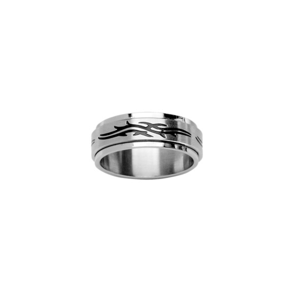 Bague Acier 316 L Gravure Tournante Tribal 