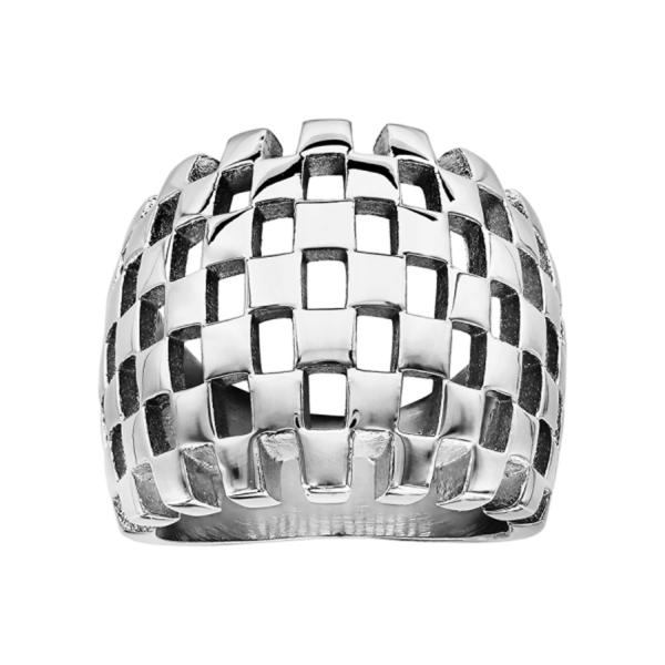 Bague Acier 316 L Style Damier