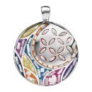 Pendentif Acier 316 L avec Nacre Couleur Pastel Motif Fleur