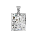 Pendentif Acier 316 L Rectangulaire Dégradé Blanc avec Nacre