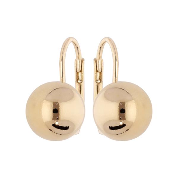 Boucles d'oreilles Plaqué Or Dormeuse Boule 10 mm