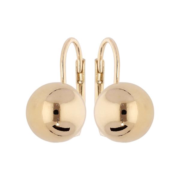 Boucles d'oreilles Plaqué Or Dormeuse Boule 10 mm