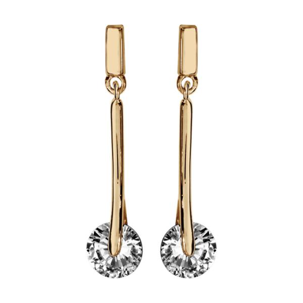 Boucles d'oreilles Plaqué Or Pendantes Zirconium Rond