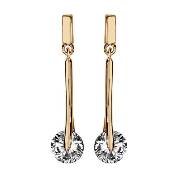 Boucles d'oreilles Plaqué Or Pendantes Zirconium Rond