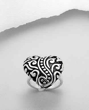 Bague Argent 925 Contemporaine Coeur