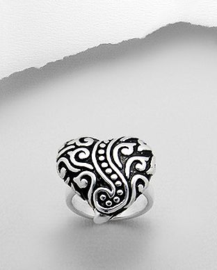 Bague Argent 925 Contemporaine Coeur