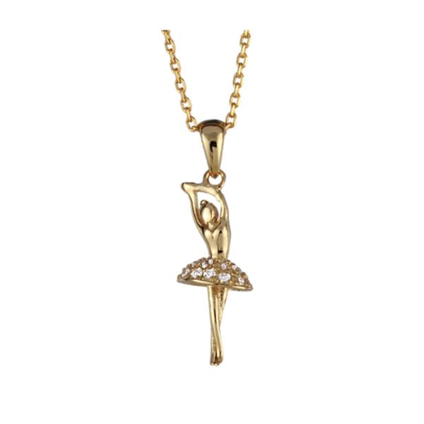 Collier Plaqué Or Pendentif Danseuse sur Pointes avec Zirconium Sertis