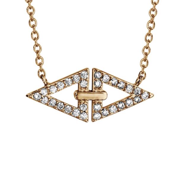 Collier Plaqué Or Double Triangle avec Zirconium Sertis