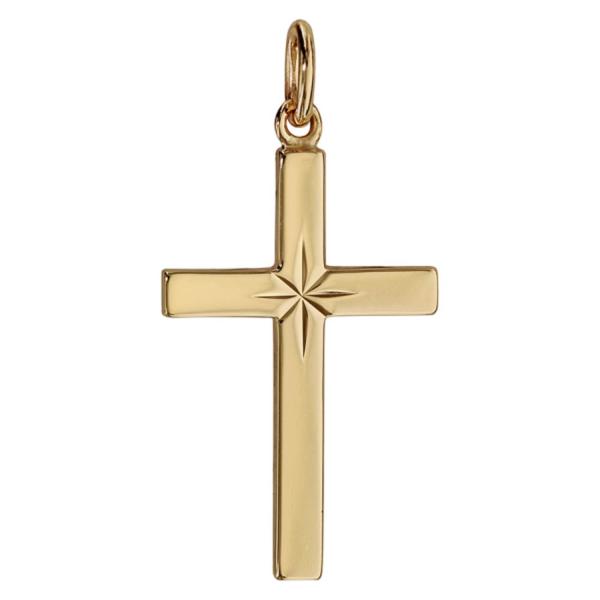 Pendentif Plaqué Or Croix Grand Modele Etoile Diamanté 27 mm