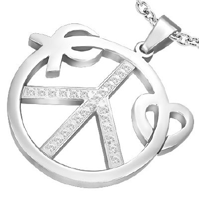 Pendentif Acier 316 L Peace avec Zirconium