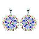 Boucles d'oreilles Argent 925 Vitrail Resine Multicolore