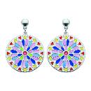 Boucles d'oreilles Argent 925 Vitrail Resine Multicolore