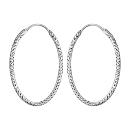 Boucles d'oreilles Argent 925 Créole Ovale Diamanté 35 mm