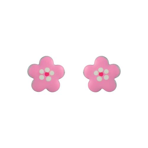 Boucles d'oreilles Argent 925 Enfant Fleur Rose