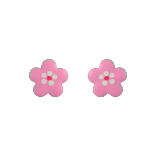 Boucles d'oreilles Argent 925 Enfant Fleur Rose