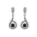 Boucles d'oreilles Argent 925 Pendante Zirconium Noir