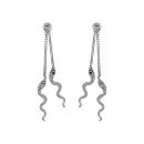 Boucles d'oreilles Argent 925 Double Chaines Serpents