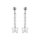 Boucles d'oreilles Argent 925 Chainette Jaseron Papillon