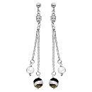 Boucles d'oreilles Argent 925 Verre de Murano Double Chaines 2 Boules 