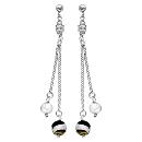 Boucles d'oreilles Argent 925 Verre de Murano Double Chaines 2 Boules 