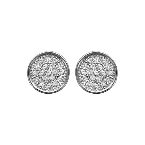 Boucles d'oreilles Argent 925 et Zirconium Micro Serti Ronde