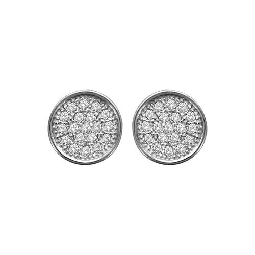 Boucles d'oreilles Argent 925 et Zirconium Micro Serti Ronde